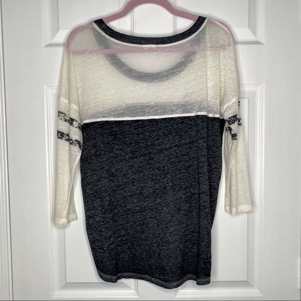 ABOUND Long Sleeve Burnout Scoop Neck Striped Baseball Tee Long Sleeve Top - Picture 5 of 7
